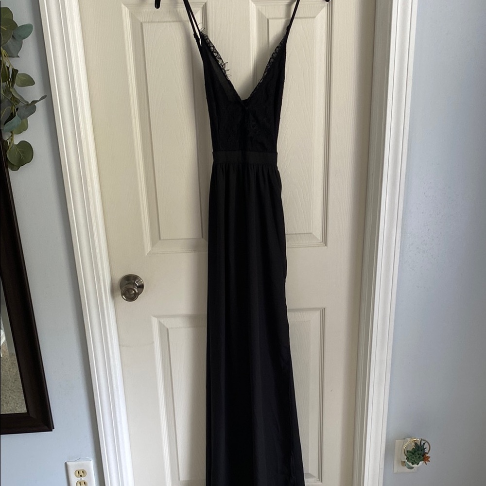 SHEIN Black Spaghetti Strap Maxi Gown